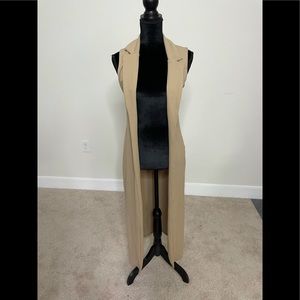 Boohoo Night Beige Long Vest W/ Lapels